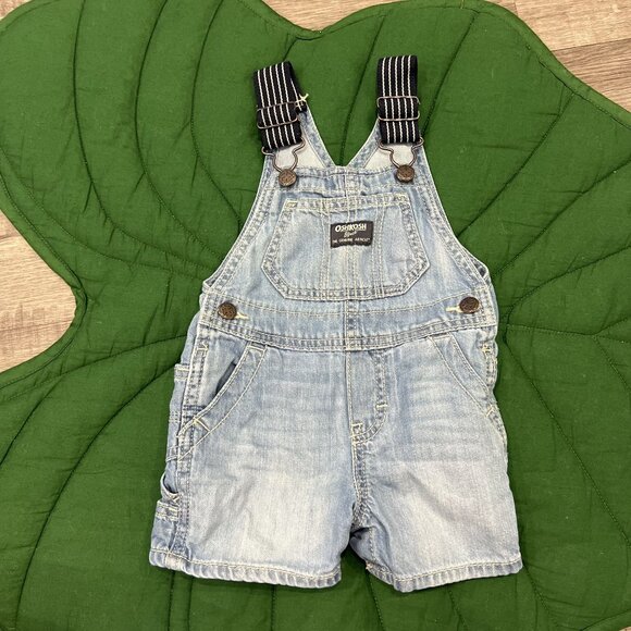 OshKosh BGosh 9M Chambray Jean Overalls Shortalls - Picture 1 of 5